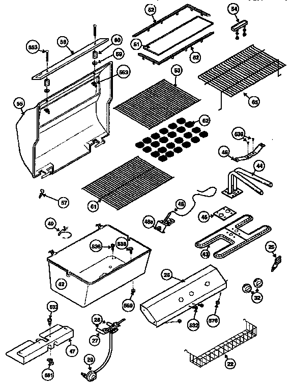 Grill and burner section