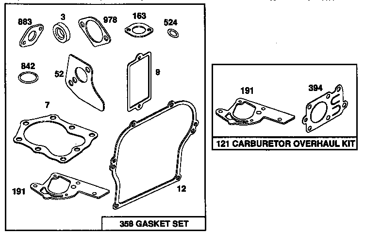 CARBURETOR OVERHAUL KIT AND GASKET SET