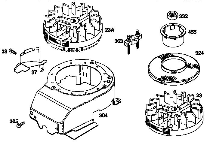 Flywheel assembly and blower housing