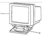 IBM PS/1 TYPES 2133A, 2155A, 2168A display and power cord diagram