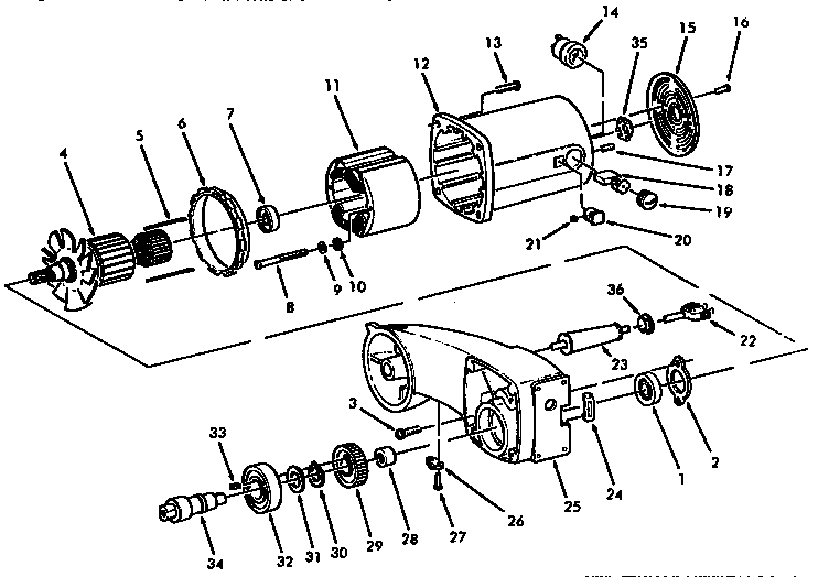 Motor and parts arm assembly