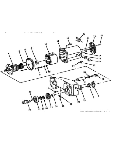 Motor and parts arm assembly