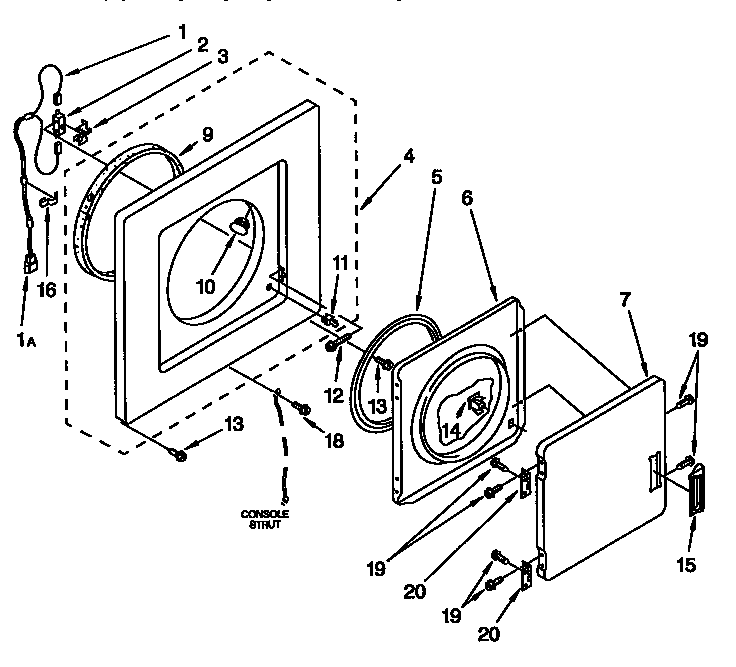 Dryer front panel and door parts