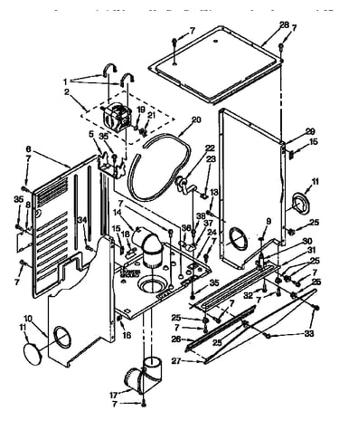 Dryer cabinet and motor parts