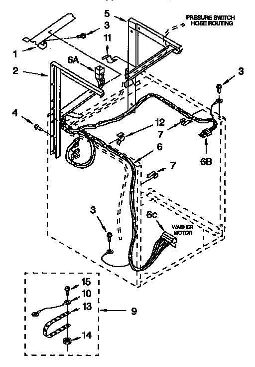 Dryer support and washer parts cabinet harness parts