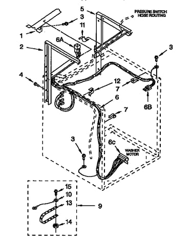 Dryer support and washer parts cabinet harness parts