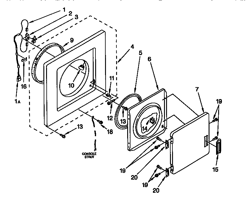 Dryer front panel and door parts