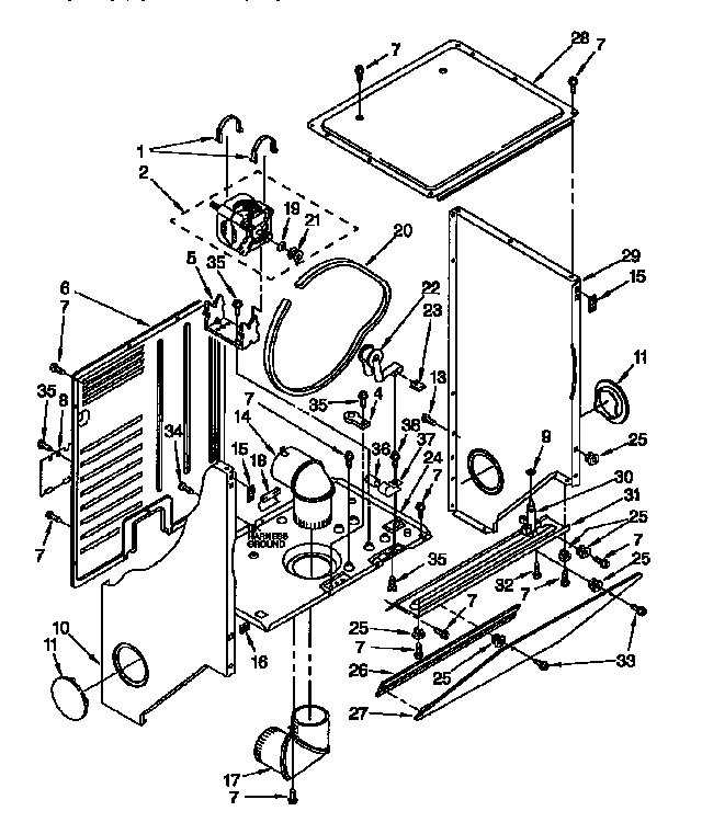 Dryer cabinet and motor parts