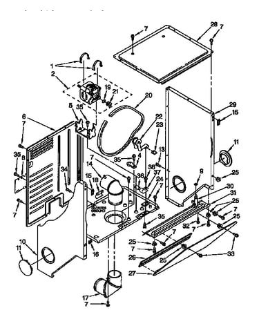 Dryer cabinet and motor parts