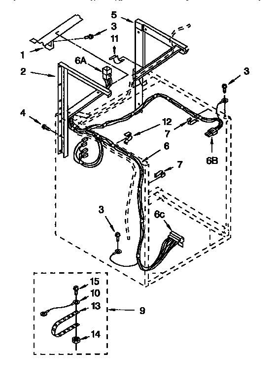 Dryer support and washer parts cabinet harness parts