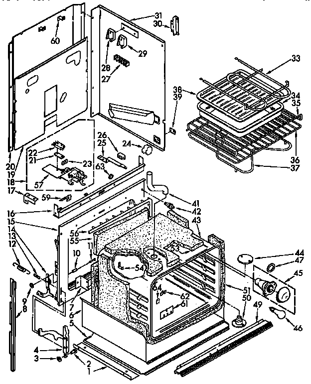 Upper oven parts