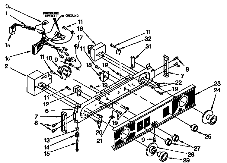 Washer/dryer control panel parts