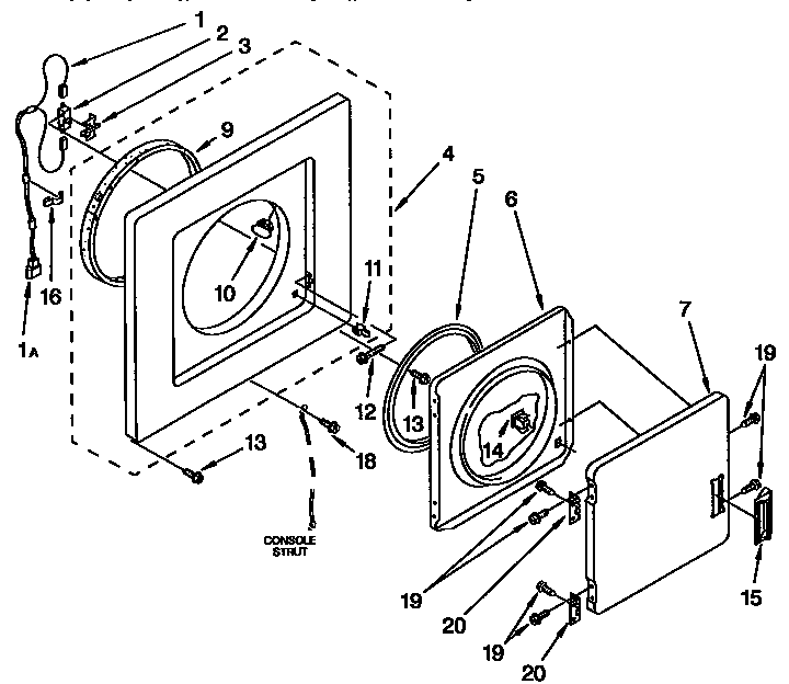 Dryer front panel and door parts