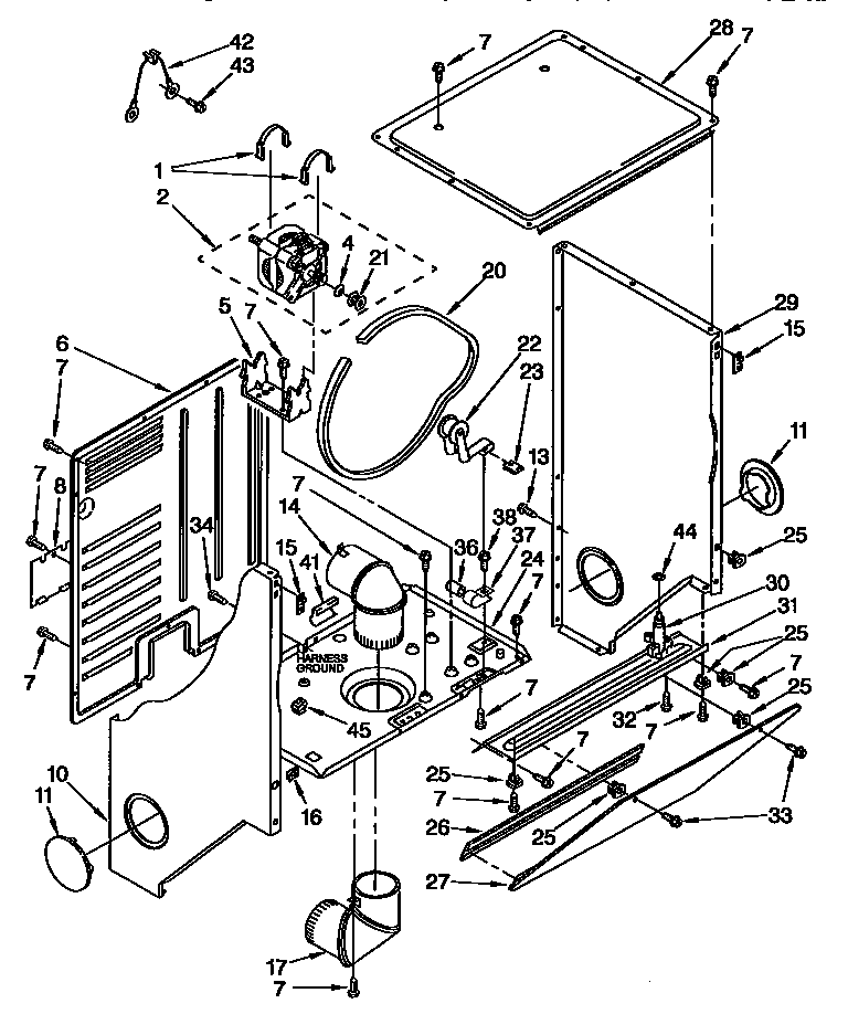 Dryer cabinet and motor parts