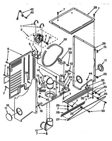 Dryer cabinet and motor parts