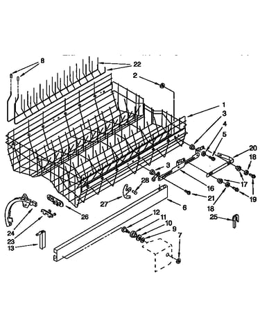 Upper rack and track parts