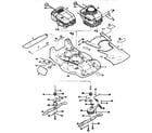 Craftsman 88987 engines, mower deck and blade assemblies diagram