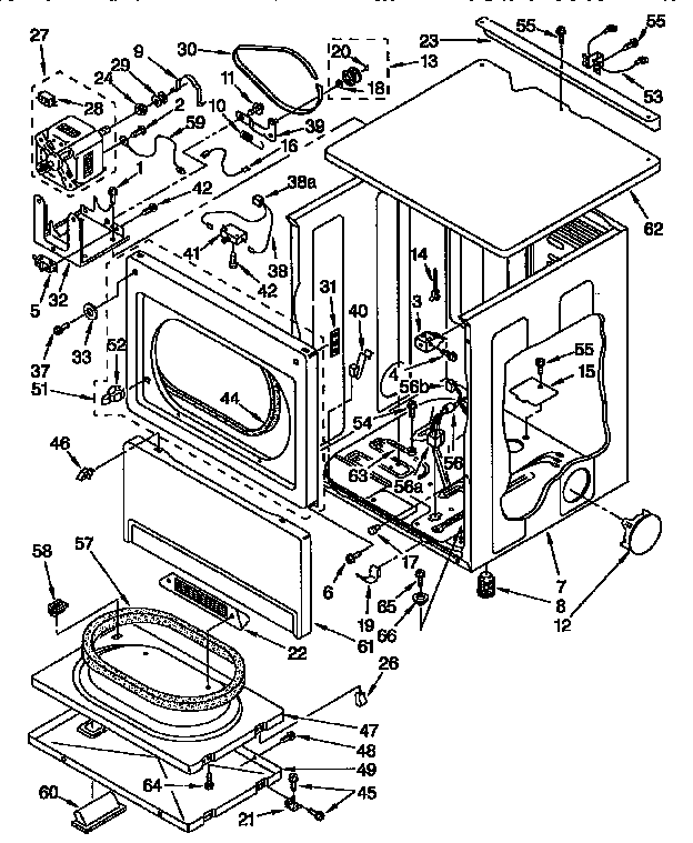 Upper cabinet and front panel parts