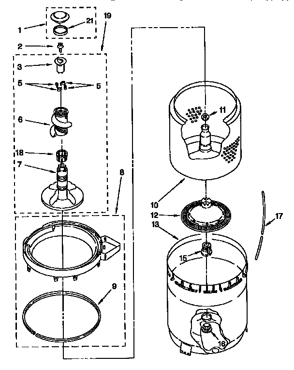 Agitator, basket and tub parts
