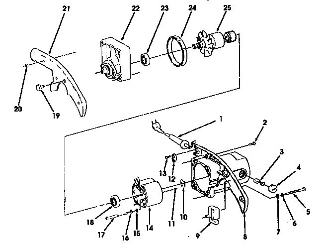 Motor and arm assembly
