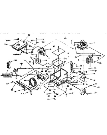 Cradle, muffler, and tank assembly