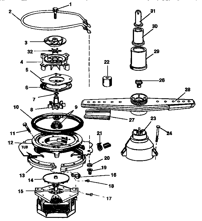 Motor, heater, & spray arm