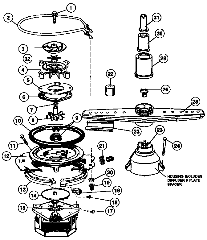 Motor, heater, and spray arm parts