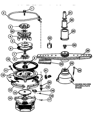 Motor, heater, and spray arm parts