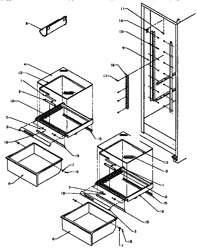 REFRIGERATOR SHELVING AND DRAWERS