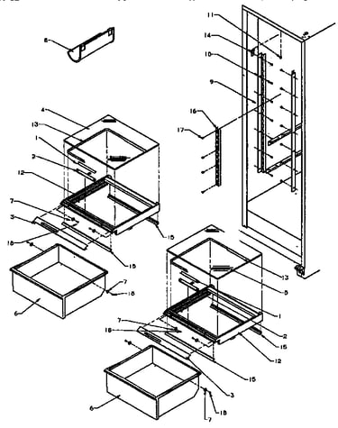 Refrigerator shelving and drawers