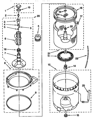 Agitator, basket and tub