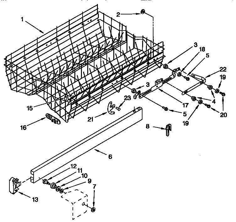 Upper rack and track parts