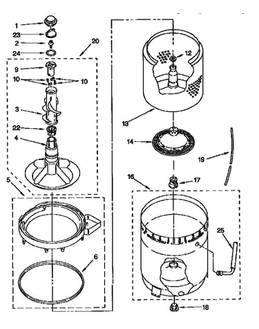 Tub, basket, and agitator
