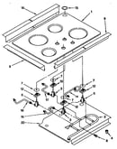 Burner box, gas valves and switches