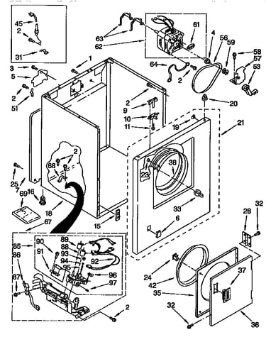 Cabinet, door and motor