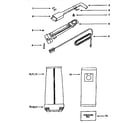 Eureka 9615DT handle and bag housing diagram