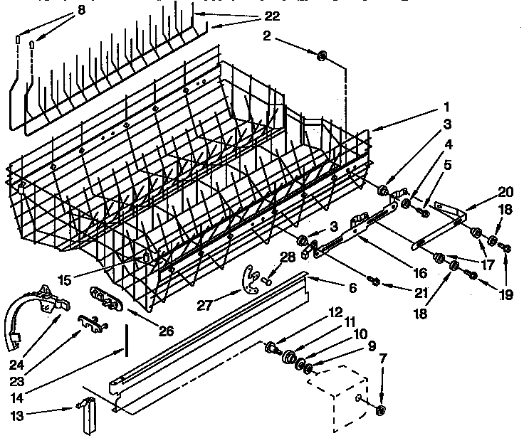 Upper rack and track