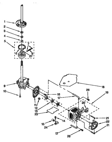 Brake, clutch, gearcase, motor and pump