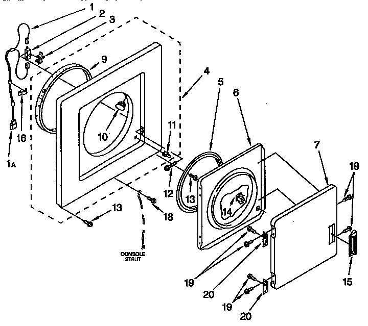 Dryer front panel and door