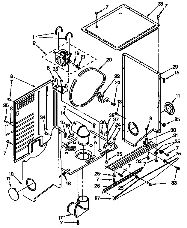 Dryer cabinet and motor
