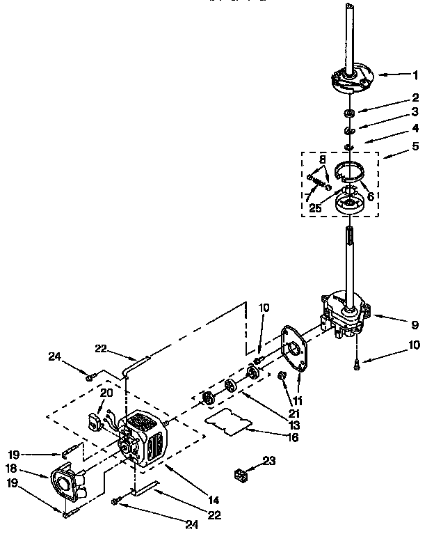 Brake, clutch, gearcase, motor and pump