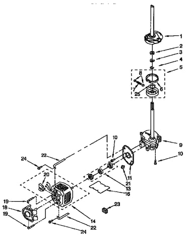 Brake, clutch, gearcase, motor and pump