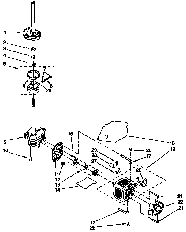Brake, clutch, gearcase, motor and pump