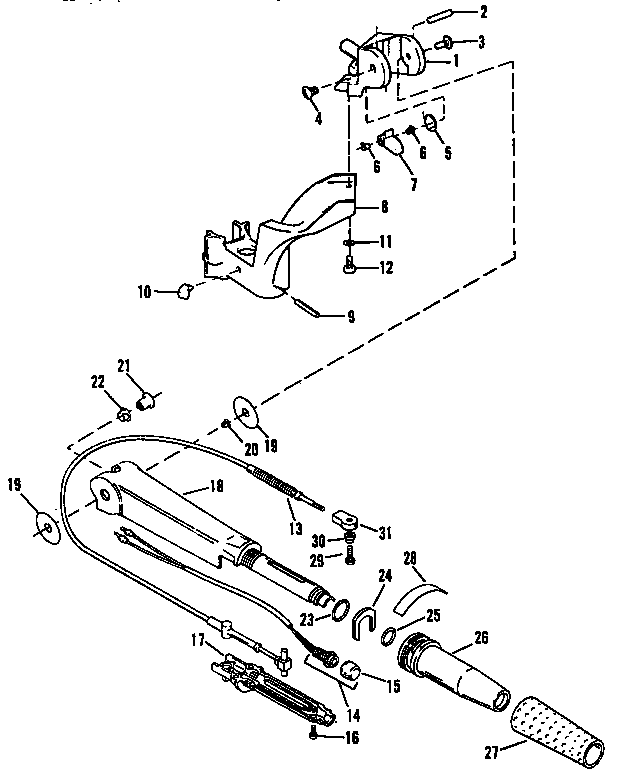 Tiller handle and throttle linkage