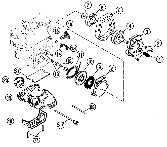 CLUTCH, STARTER MODULE AND FUEL TANK ASSEMBLIES