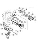 Clutch, starter module and fuel tank assemblies