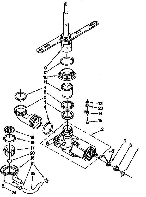 Pump and spray arm