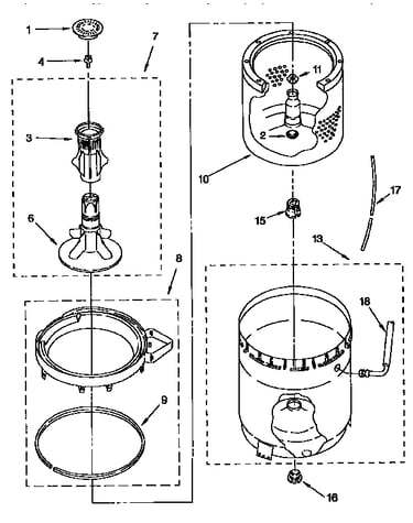 Agitator, basket and tub