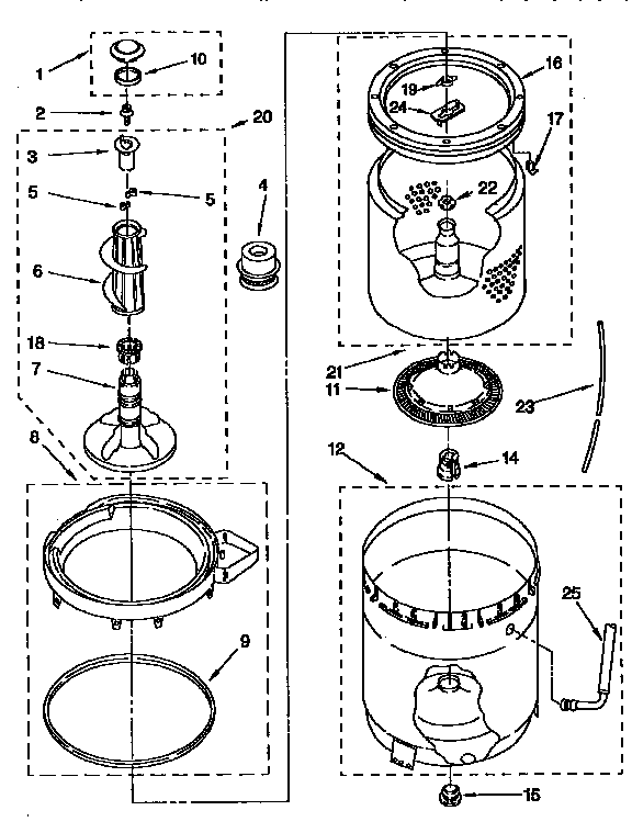 Agitator,basket and tub