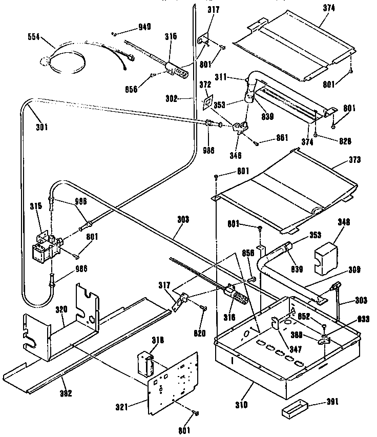 Broiler and oven burner section